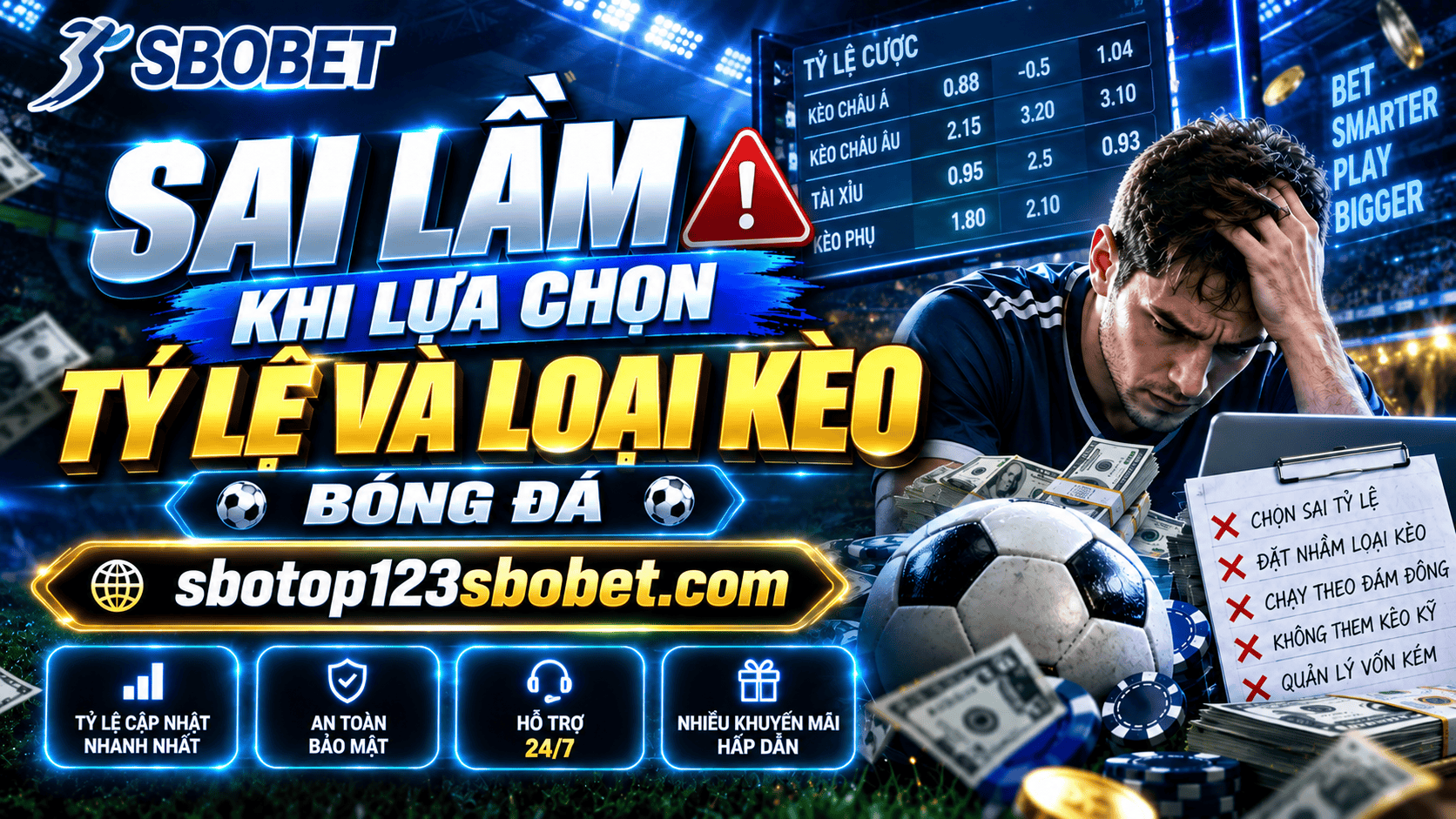 Sai lầm khi lựa chọn tỷ lệ và loại kèo bóng đá Sai lam khi lua chon ty le va loai keo bong da